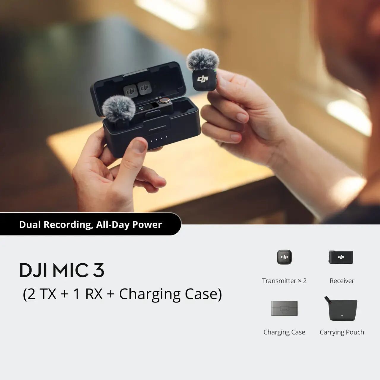 DJI Mic 3 (2 TX + 1 RX + Charging Case) - Image 1